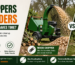 Wood chipper processing branches in garden cleanup